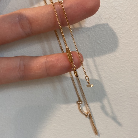 NEW Tiffany&Co T Smile 18k Rose Gold Diamond Necklace w/ Receipt Full Packaging - Picture 8 of 14